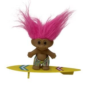 3” Vintage Troll Doll Surfer Boy - Pink Hair